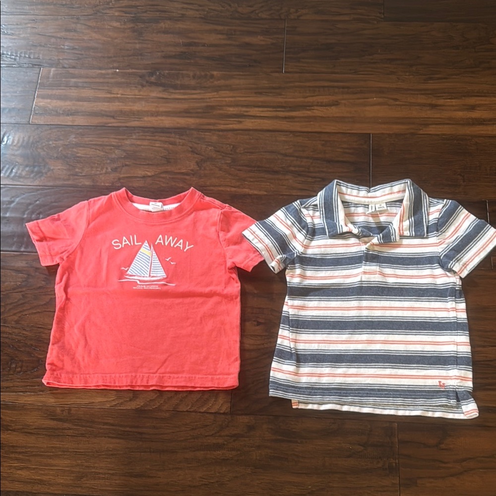 Red Sailboat Graphic Tee & Striped Polo Set